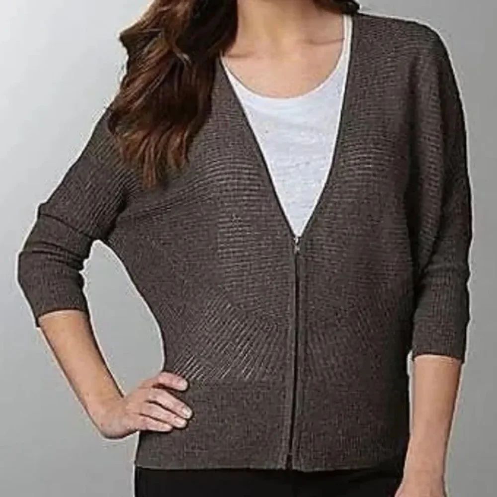 Eileen fisher | Women's wool Brown / grey Zip-Up Sweater | size medium